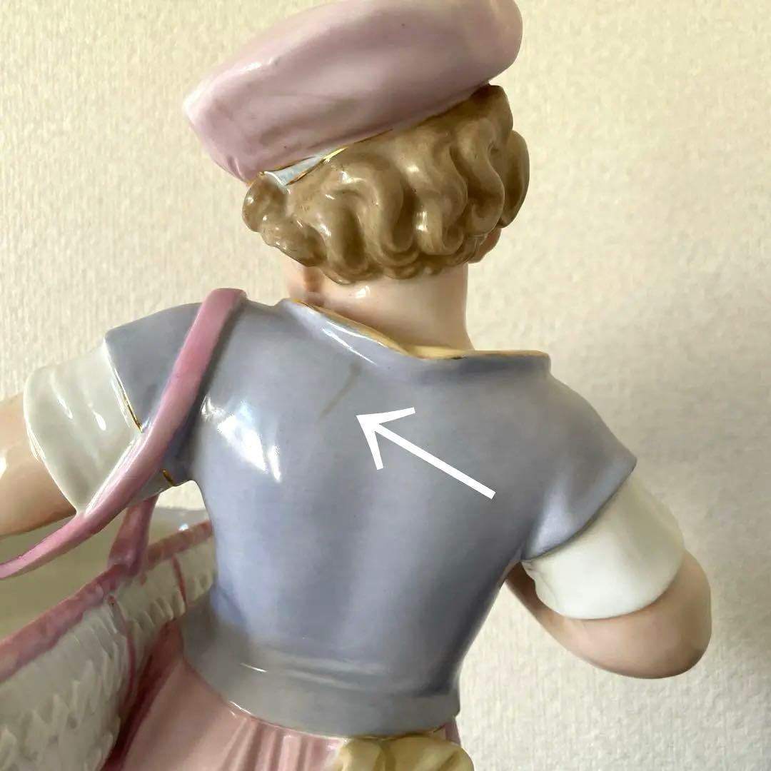 ・バスケットの少女・マイセン・陶器製・高さ３７.５cm・Meissen・