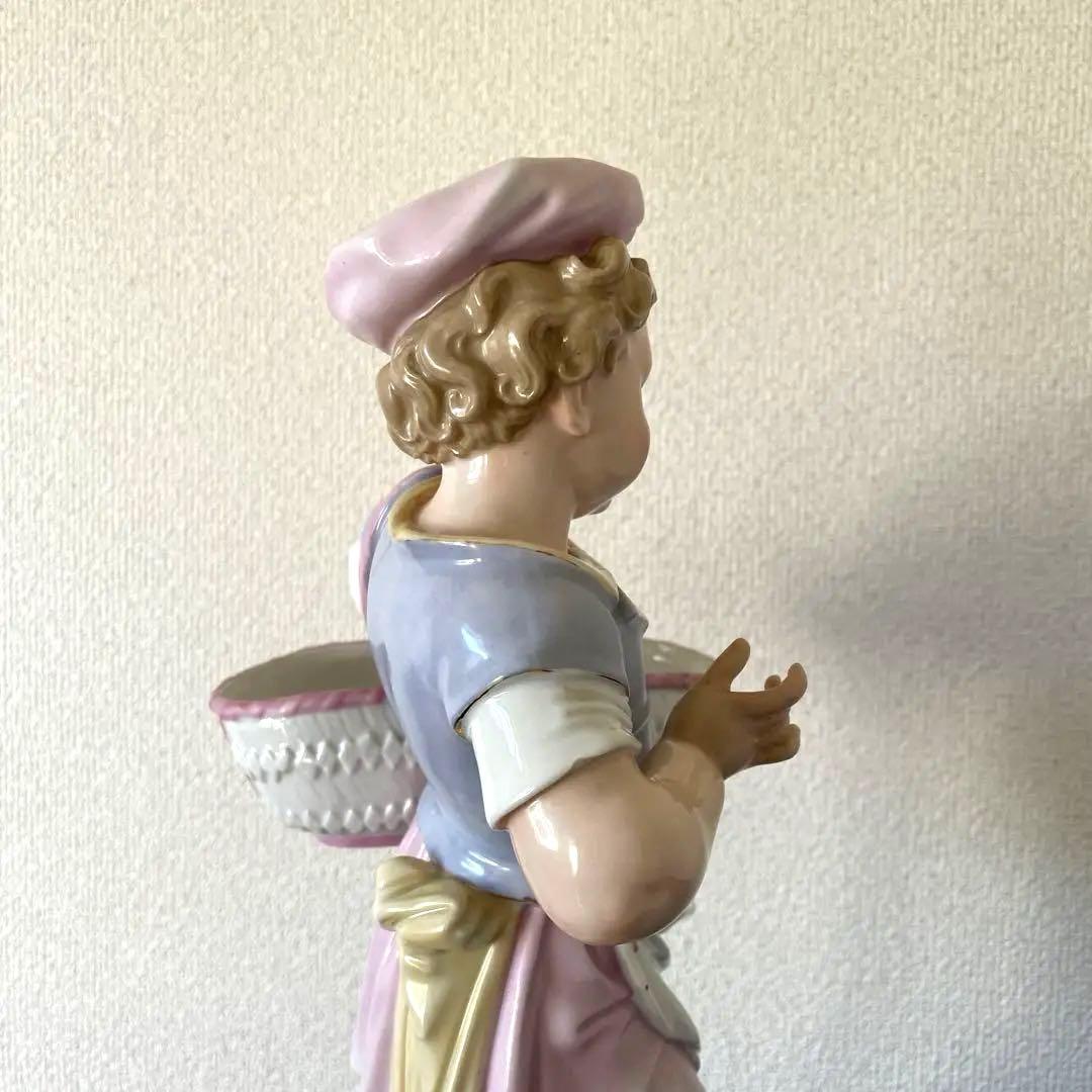 ・バスケットの少女・マイセン・陶器製・高さ３７.５cm・Meissen・