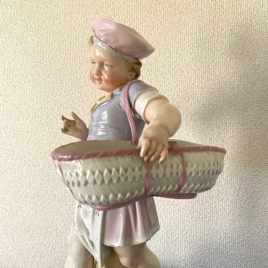・バスケットの少女・マイセン・陶器製・高さ３７.５cm・Meissen・