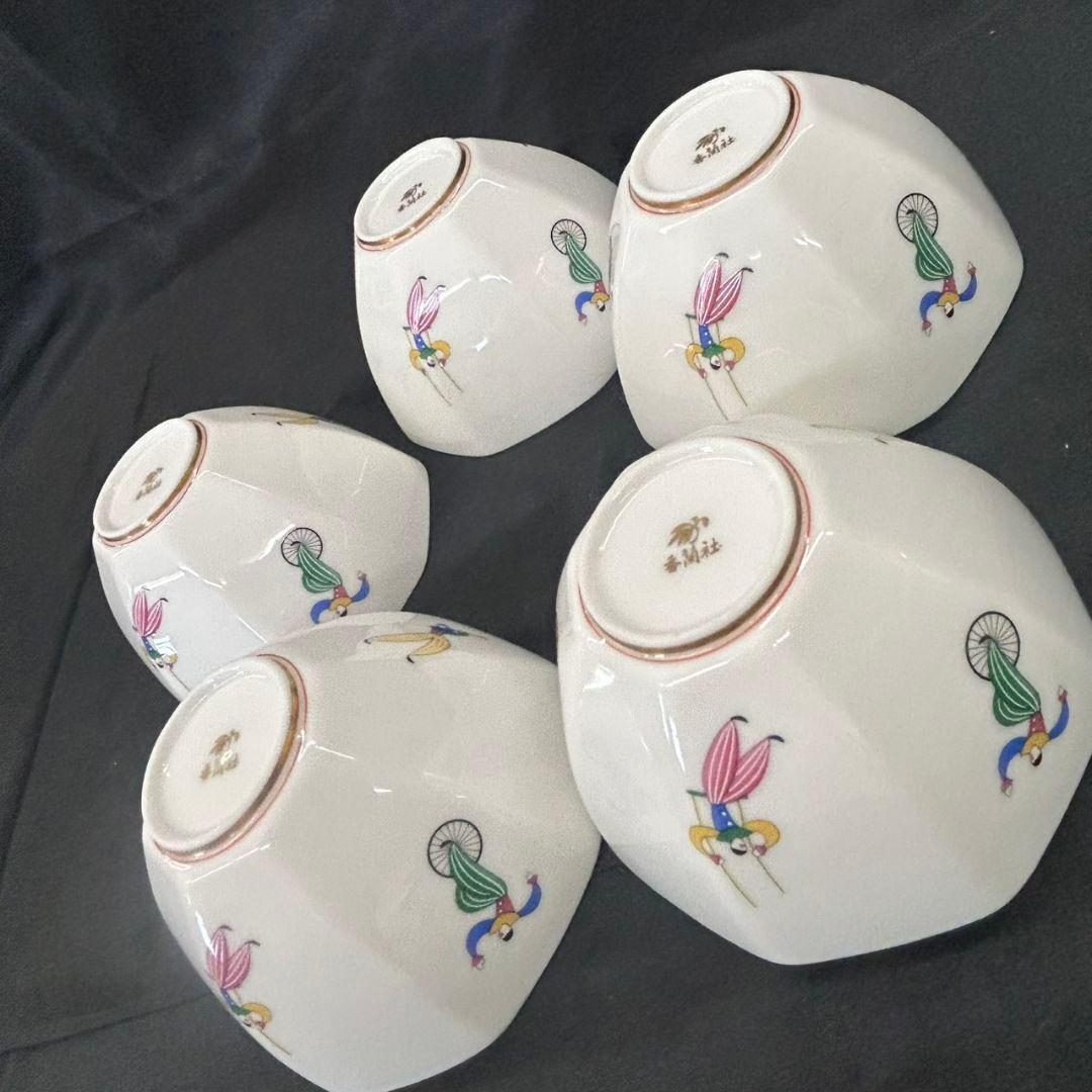 香蘭社　愉快な仲間　ピエロ　八角鉢　小鉢　深鉢　希少　AR2.18【F】