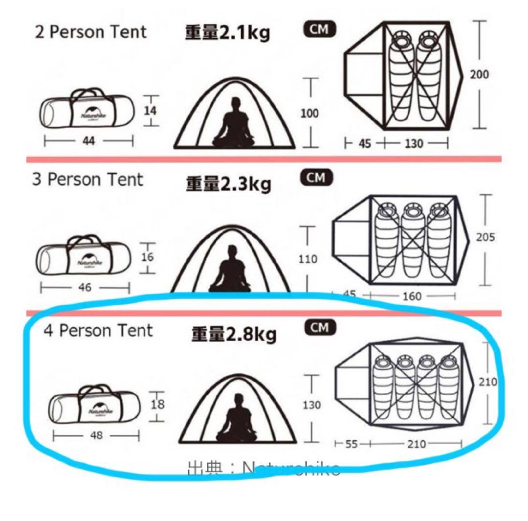 4人用 ネイチャーハイク ドーム型 キャンプテント 中古 ツーリングテント