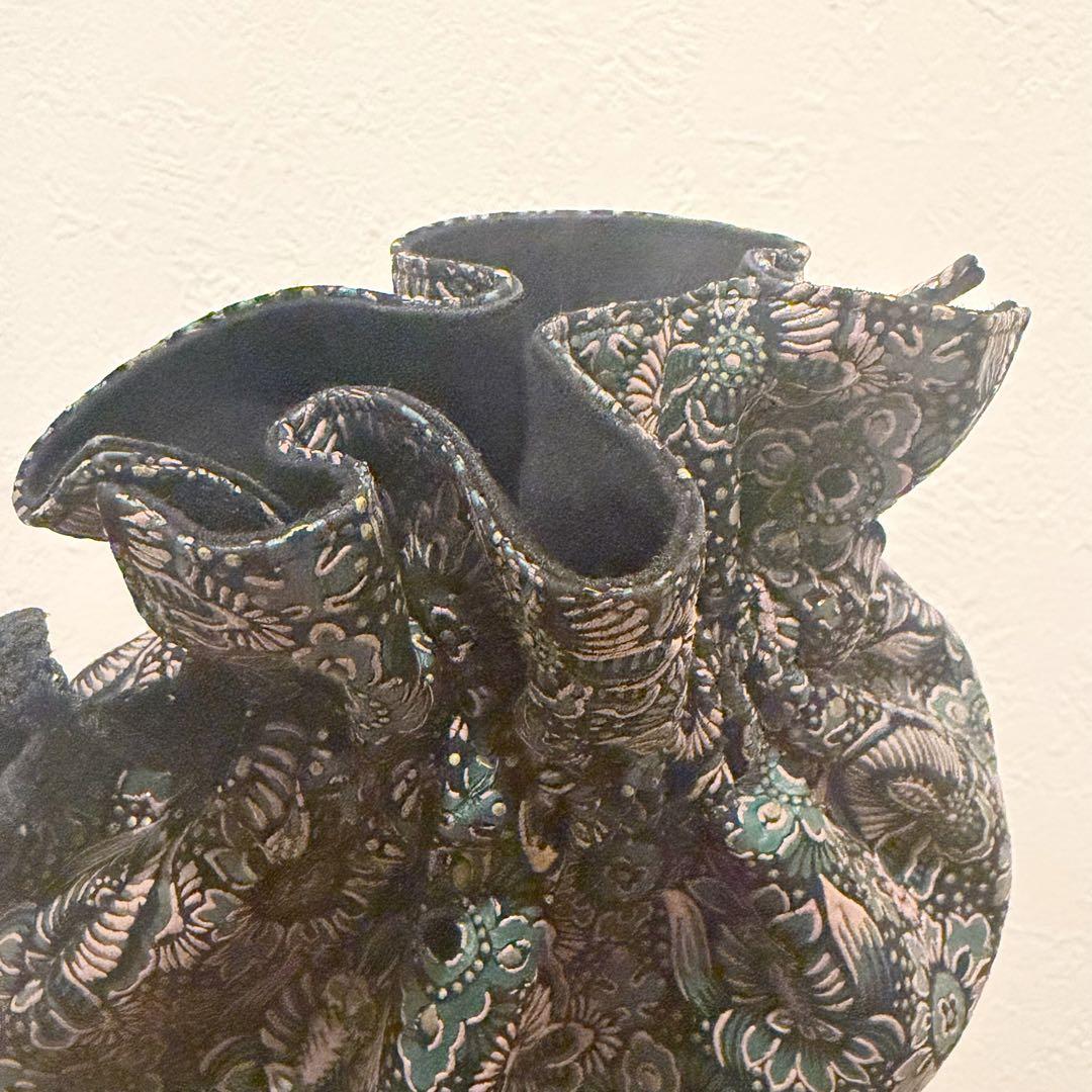 【美品】印傳屋 ハンドバッグ 巾着 巾着バッグ グリーン 和装小物