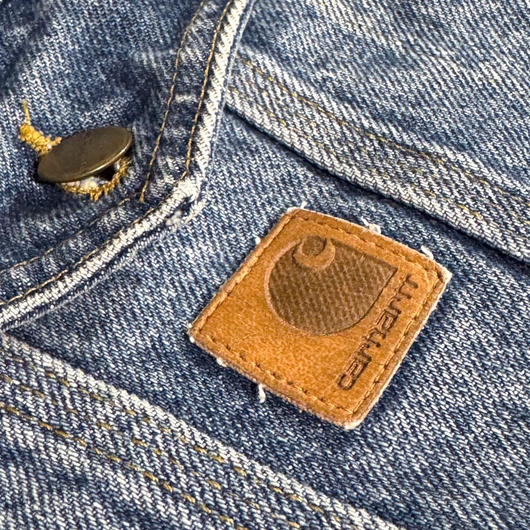 カーハート デニムジャケット JU0998 革パッチ ビンテージ古着 トラッカー