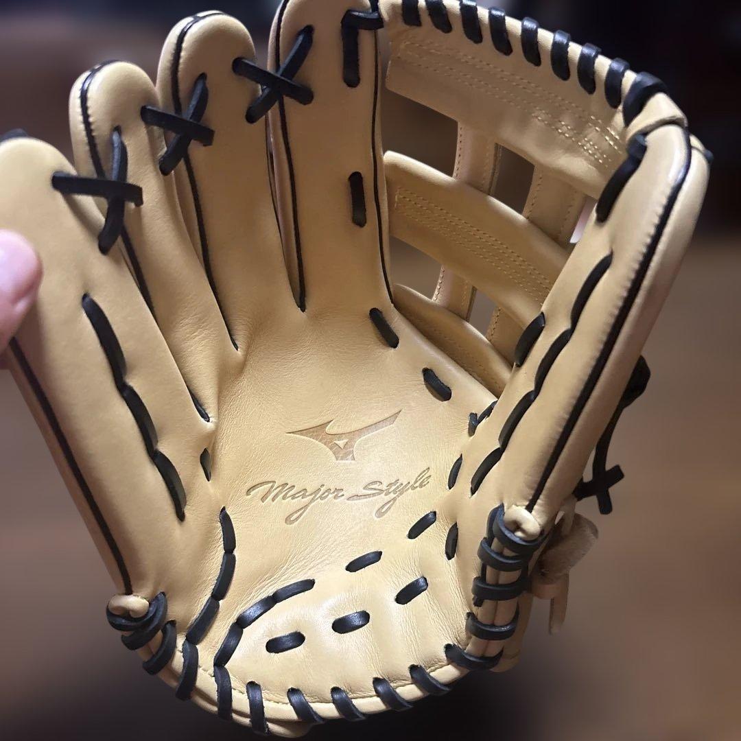 未使用 ミズノ メジャースタイル 軟式 外野手用グローブ 左投げ