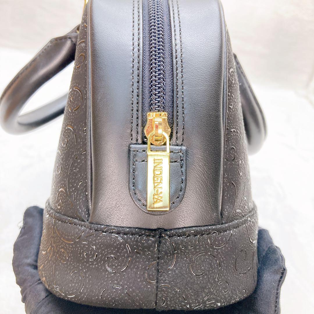 ✨極美品✨印傳屋　インデンヤ　ハンドバッグ　ペイズリー柄　レザー　金具　ドーム型