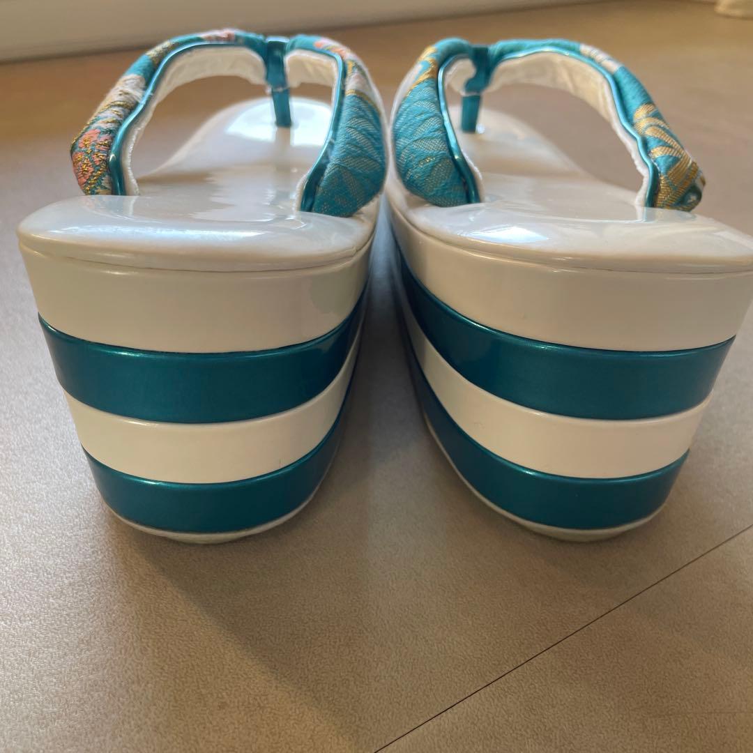 【バッグと草履セット】成人式/正月/和装セット/水色/ターコイズブルー/大正浪漫