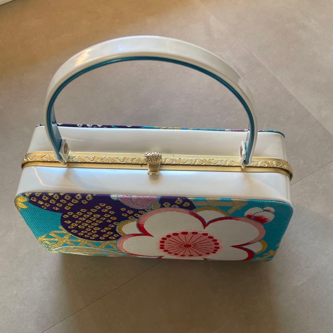 【バッグと草履セット】成人式/正月/和装セット/水色/ターコイズブルー/大正浪漫