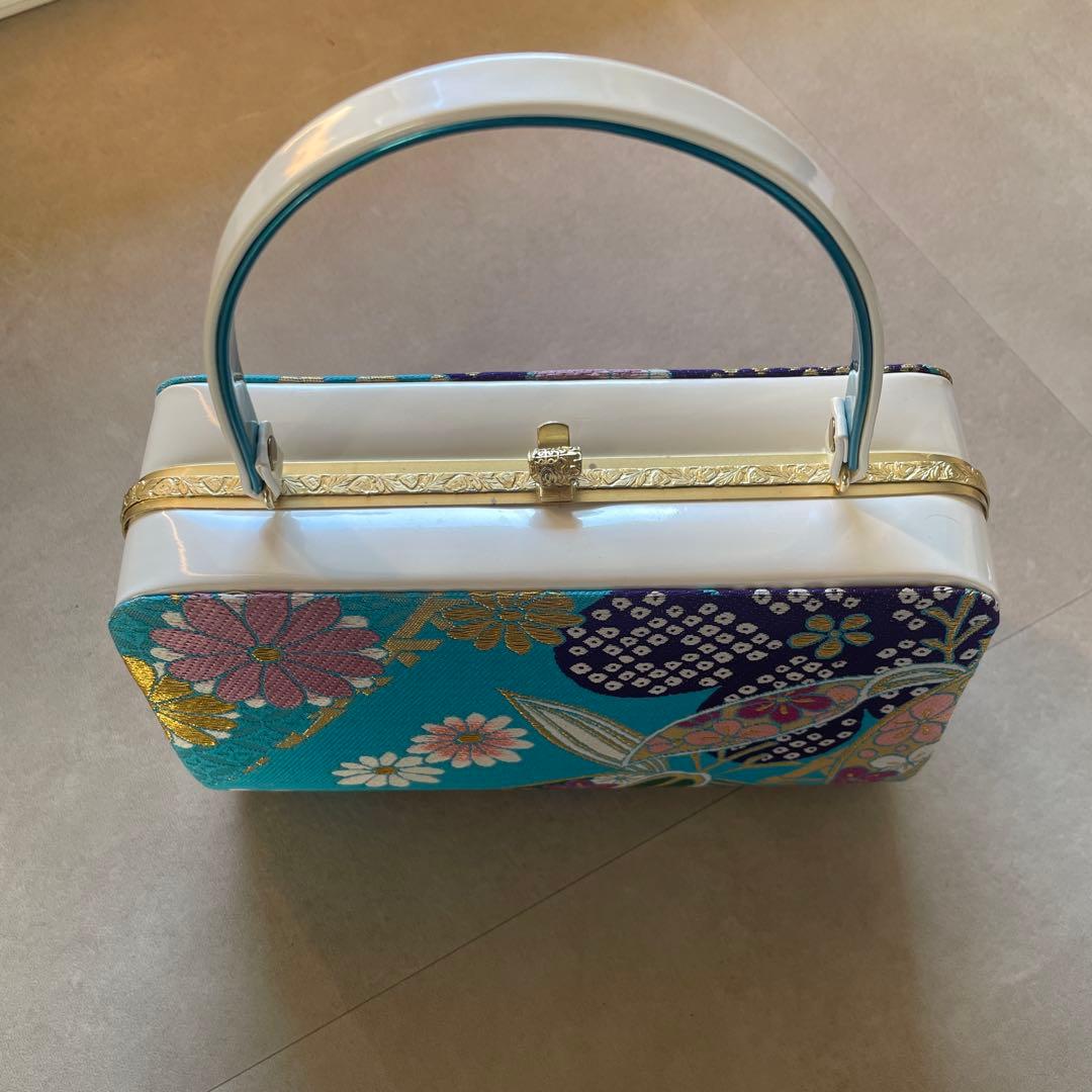 【バッグと草履セット】成人式/正月/和装セット/水色/ターコイズブルー/大正浪漫