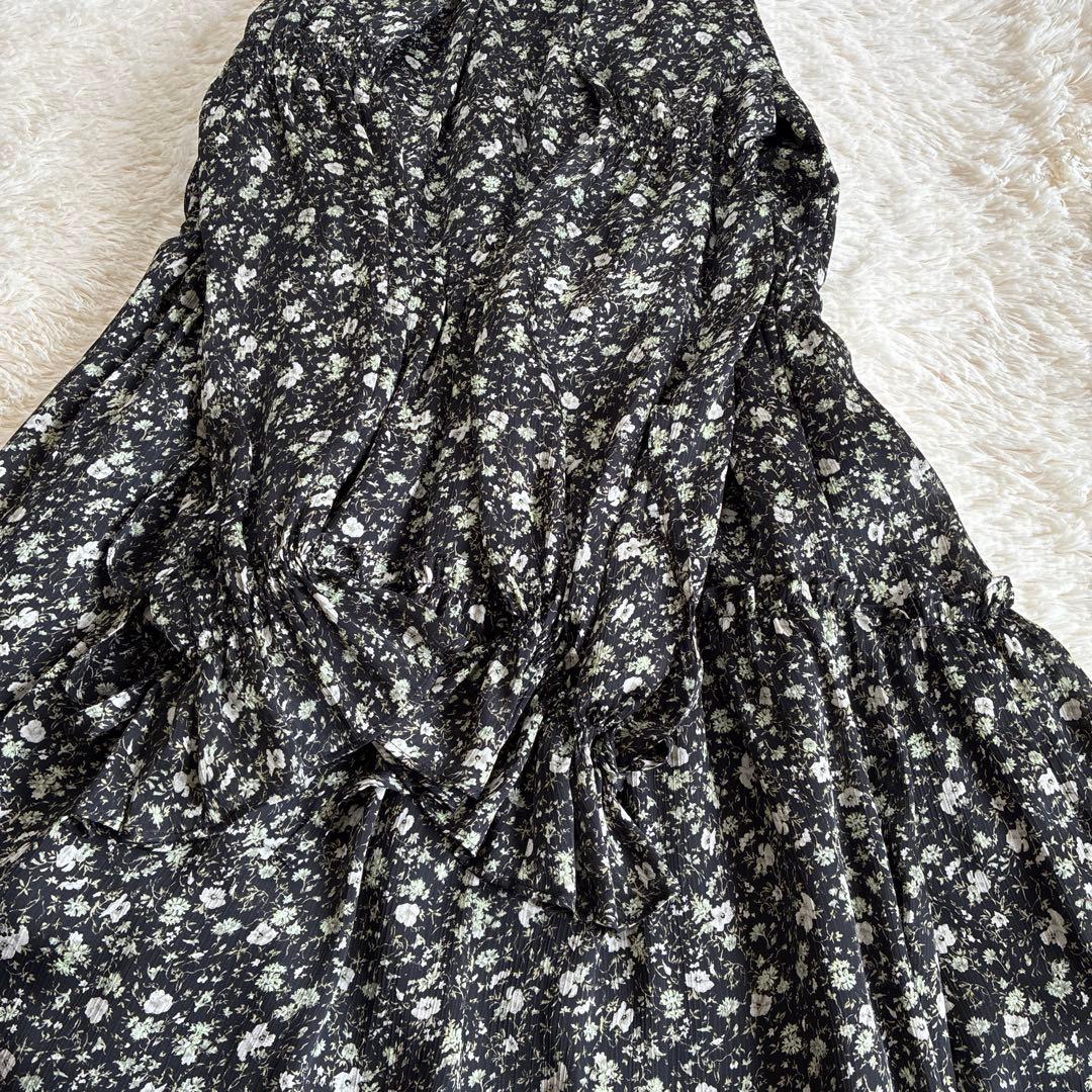 LANVIN en Bleu 小花柄 ティアードワンピース フリル ハイネック