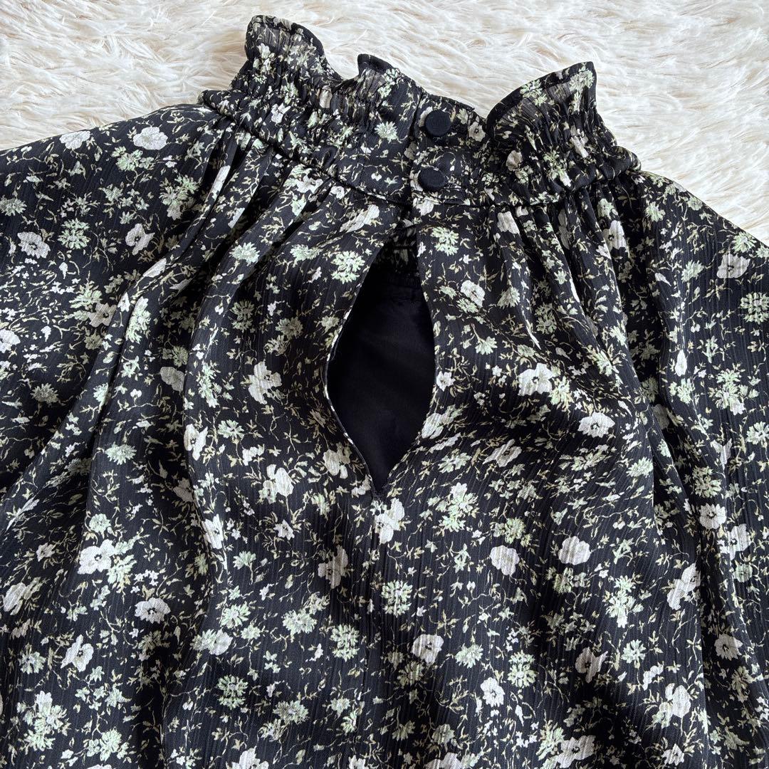 LANVIN en Bleu 小花柄 ティアードワンピース フリル ハイネック