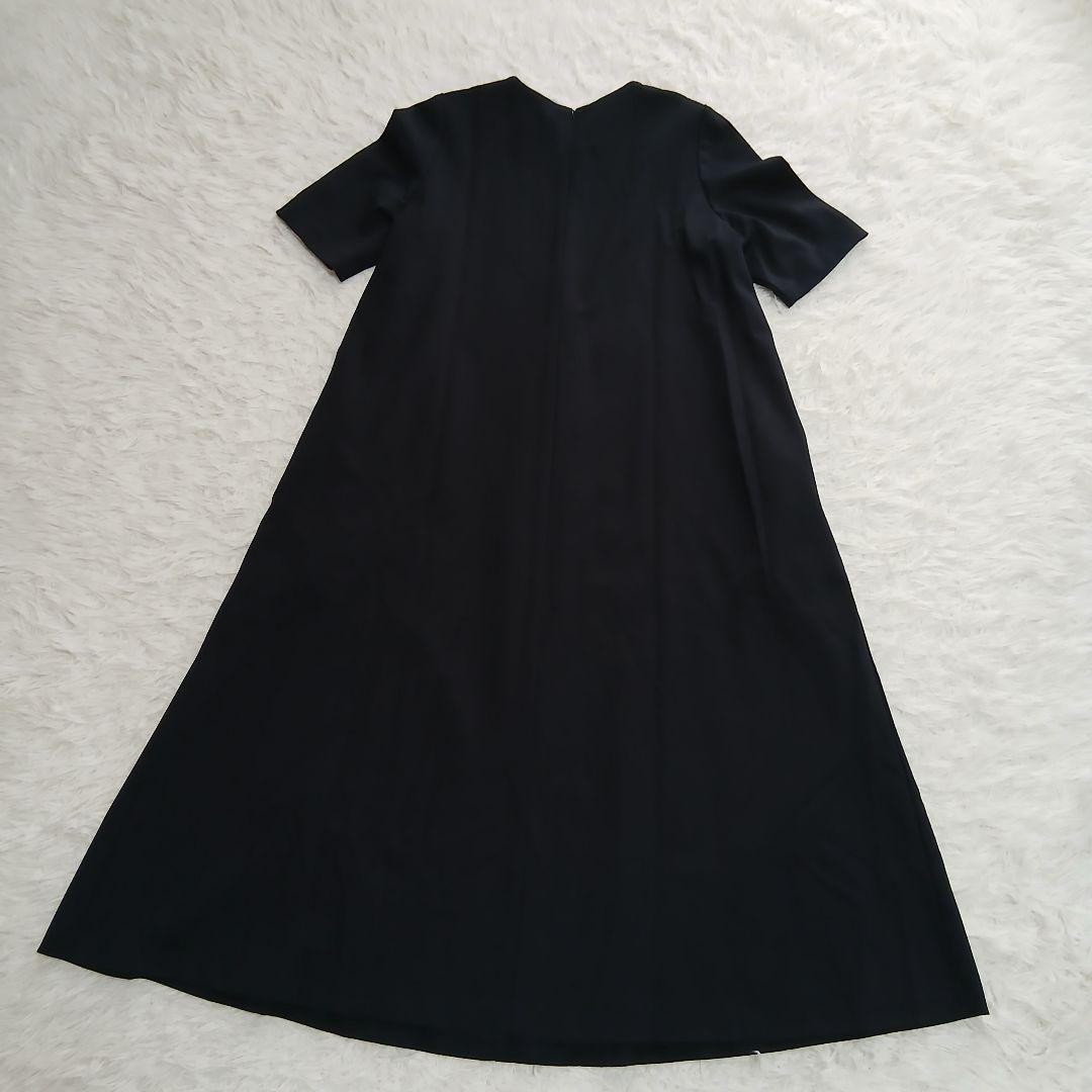 【極美品】【23区】ジャージーAラインワンピース ネイビー