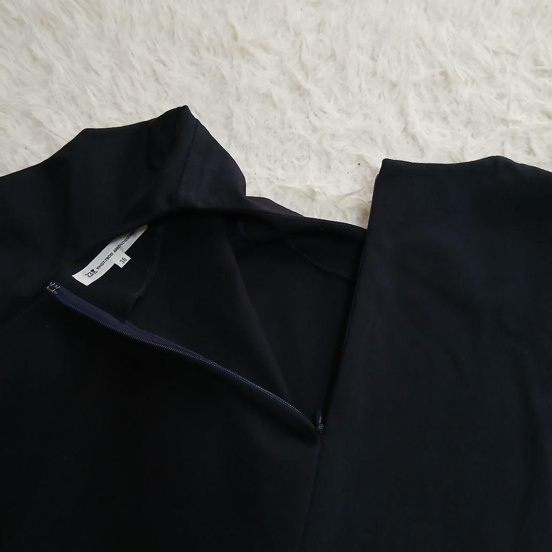 【極美品】【23区】ジャージーAラインワンピース ネイビー