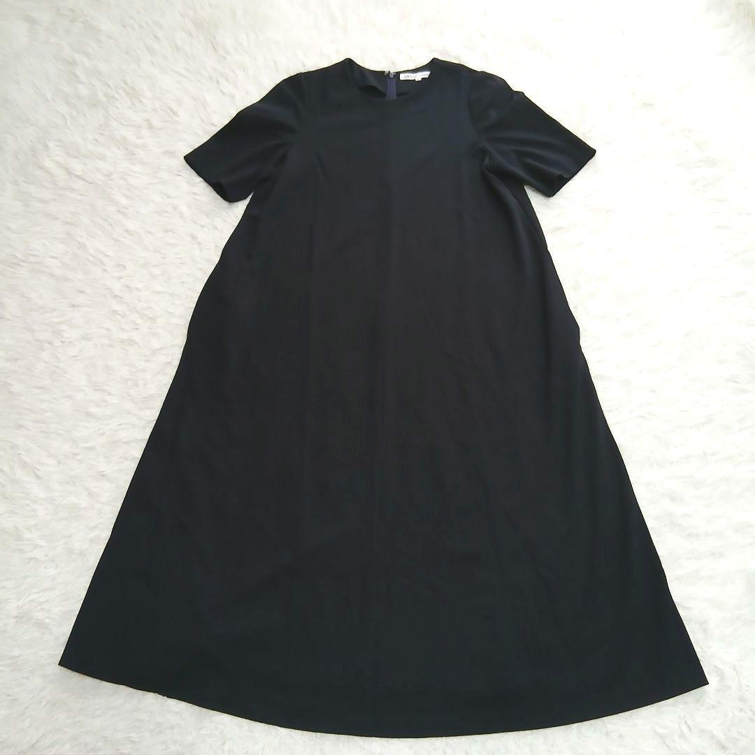 【極美品】【23区】ジャージーAラインワンピース ネイビー