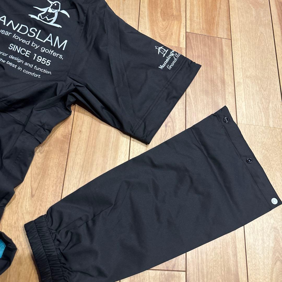 美品 マンシングウェア レインウェア 上下セット セットアップ L ゴルフ 黒