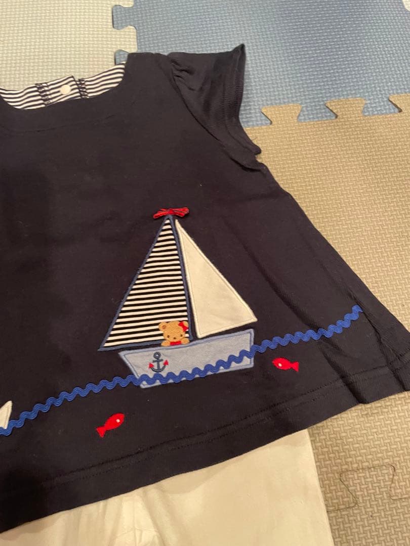 ファミリア ボート刺繍 Tシャツ レギンス マリン　セット　女の子　可愛い　半袖