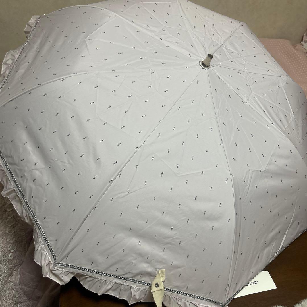 新品ジルスチュアート　コンパクト傘　日傘　晴雨兼用　一級遮光　薄ピンク　フリル