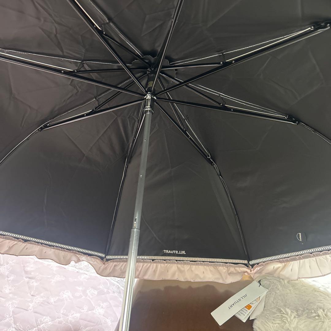 新品ジルスチュアート　コンパクト傘　日傘　晴雨兼用　一級遮光　薄ピンク　フリル