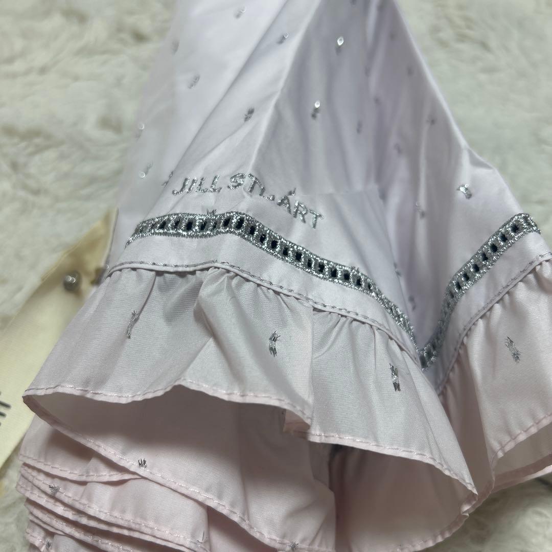 新品ジルスチュアート　コンパクト傘　日傘　晴雨兼用　一級遮光　薄ピンク　フリル