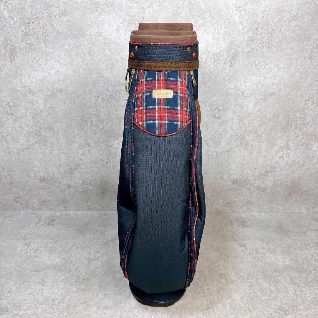 【送料込み】CORAGIO ネイビー チェック キャディバッグ