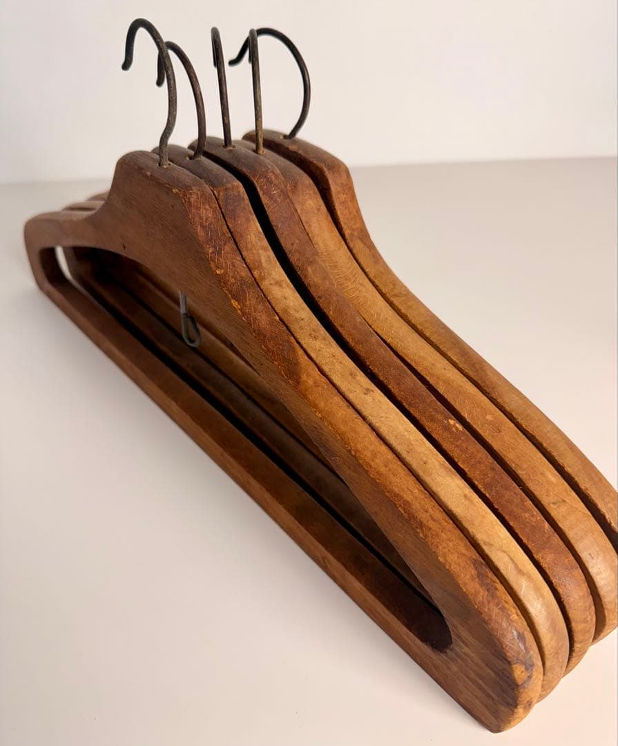 ヴィンテージハンガー 5本 アンティーク 木製 雑貨 レトロ 昭和 古道具