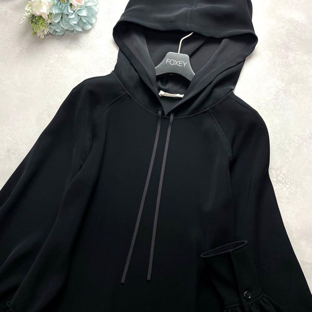 高級感✨アディアム ロングワンピース フリル リボン フード 黒 近年モデル S