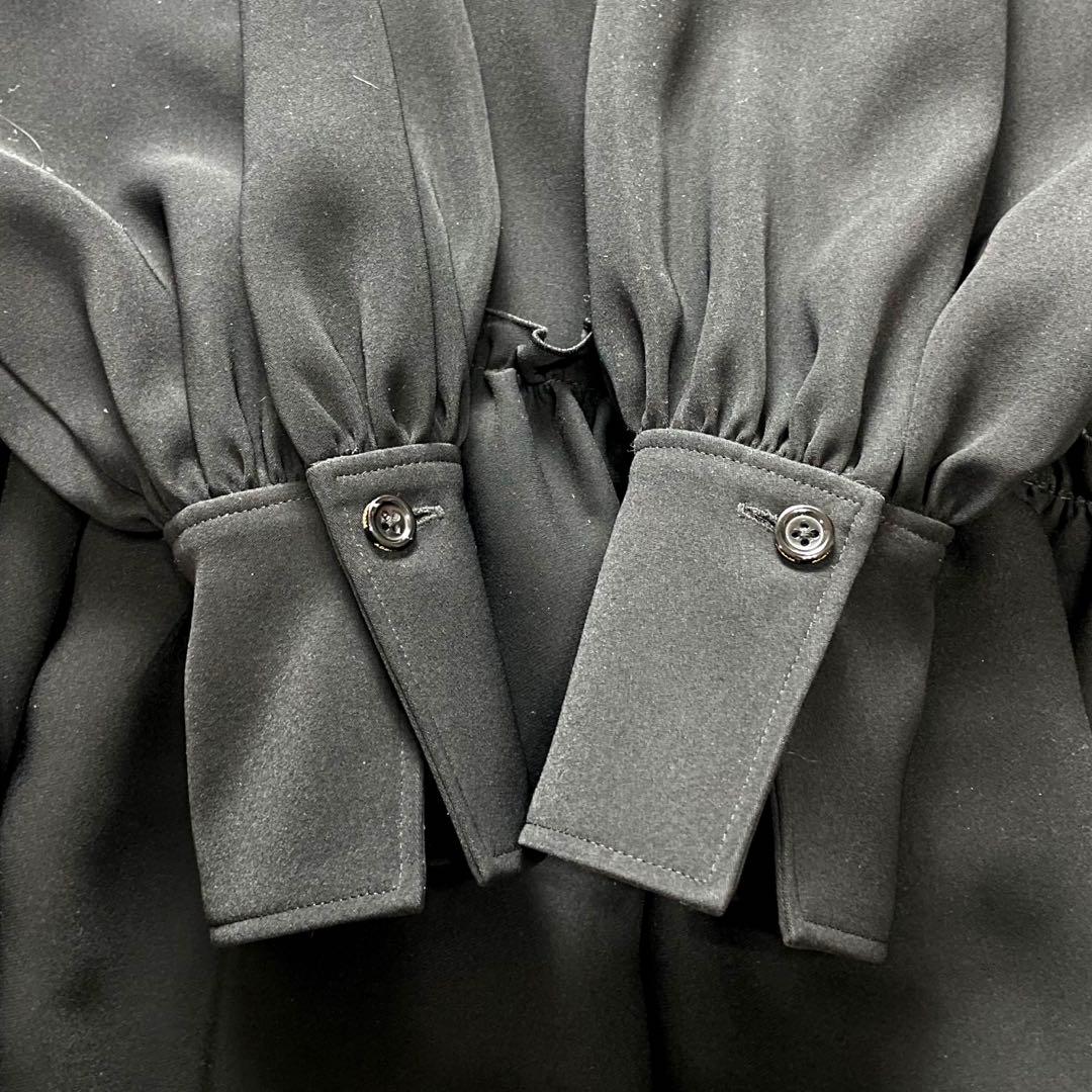 高級感✨アディアム ロングワンピース フリル リボン フード 黒 近年モデル S