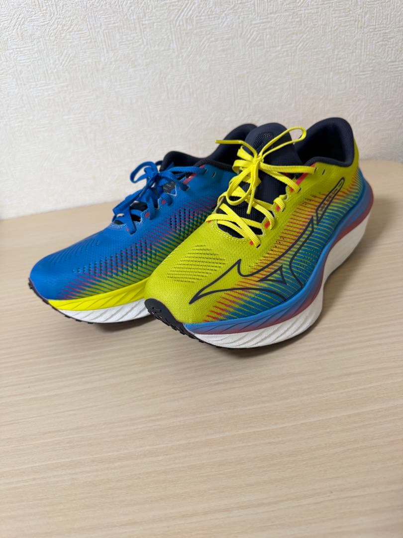 ミズノ　ランニングシューズ　トレーニングシューズ　ブルー×イエロー　27