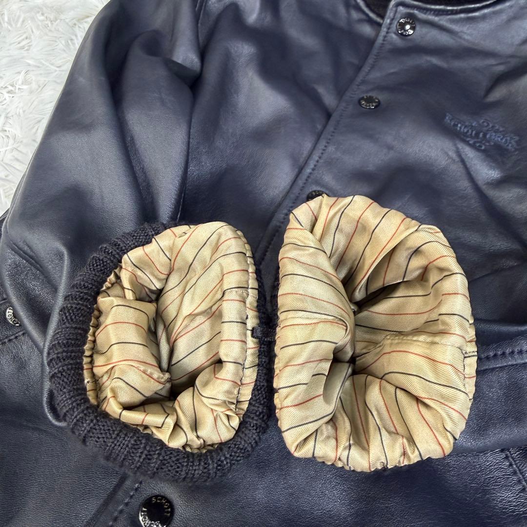 極美品 Schott 100周年モデル ラムレザー 刺繍ロゴ レザージャケット