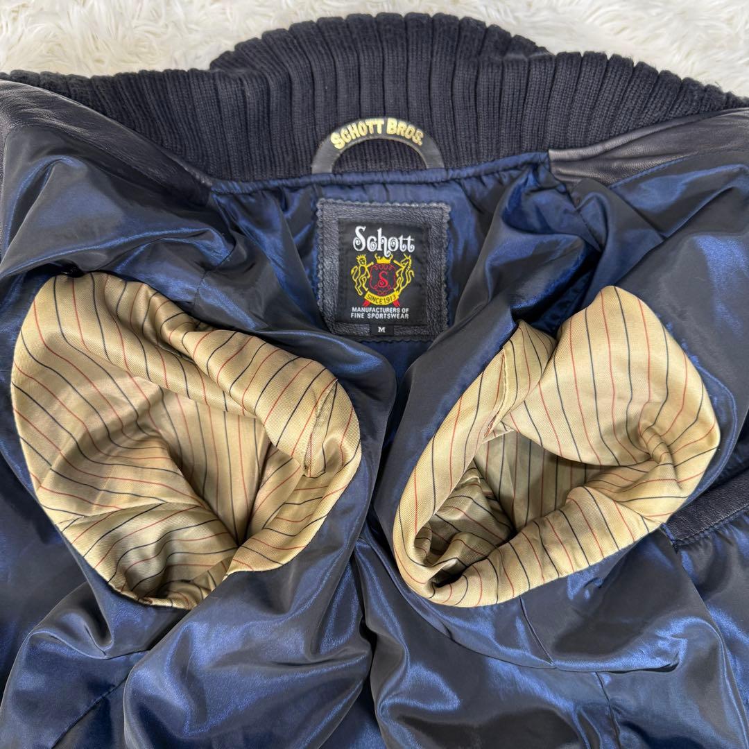 極美品 Schott 100周年モデル ラムレザー 刺繍ロゴ レザージャケット