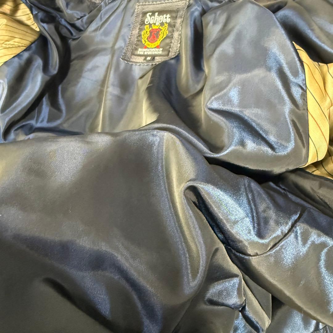 極美品 Schott 100周年モデル ラムレザー 刺繍ロゴ レザージャケット