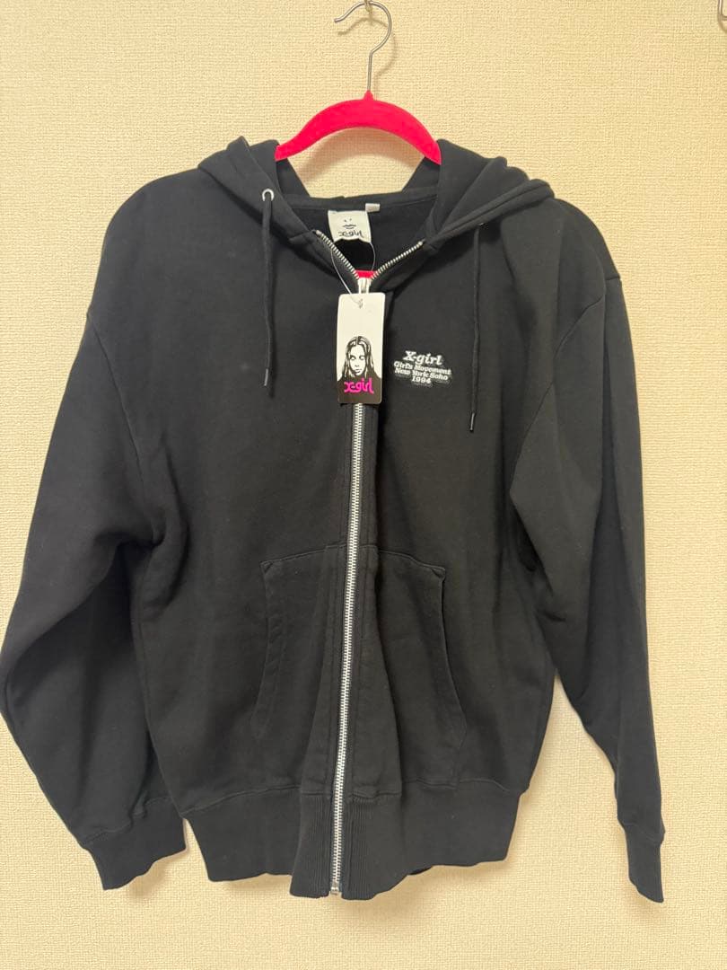 X-girl FACE ジップアップフーディー
