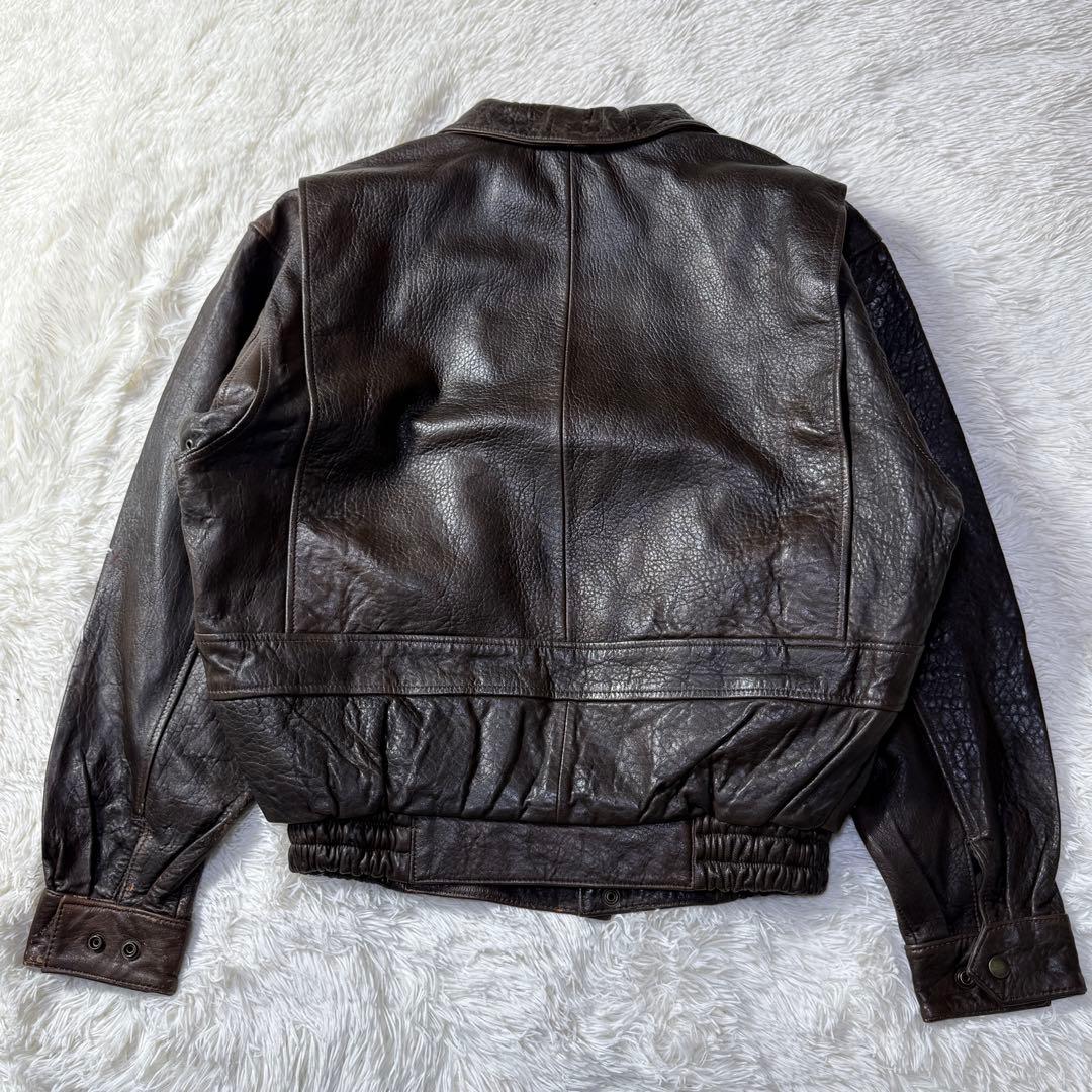 【90s】A-2 フライトレザージャケット ダークブラウン M 短丈 羊革