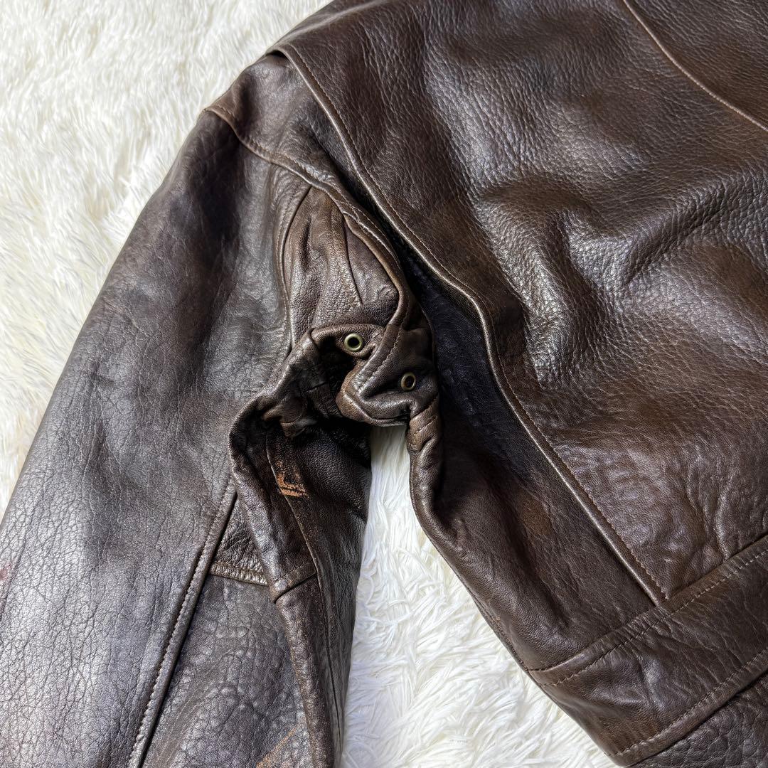 【90s】A-2 フライトレザージャケット ダークブラウン M 短丈 羊革