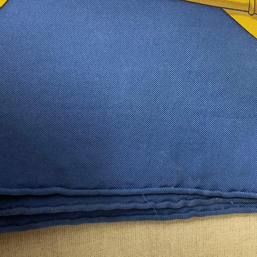 エルメス スカーフ カレ 90 ヴィンテージ 中古 ブルー 青 イエロー