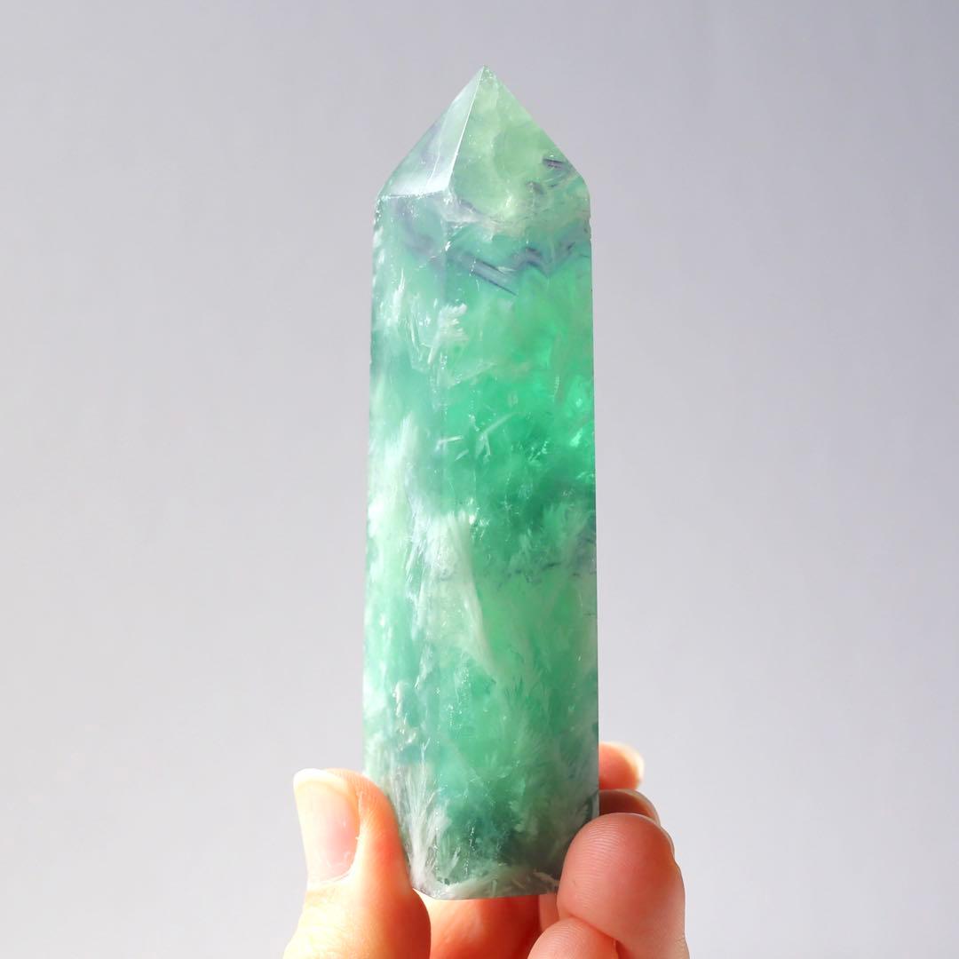 エンジェルフェザーフローライト ポイント タワー 天然石 蛍石 希少 鉱物