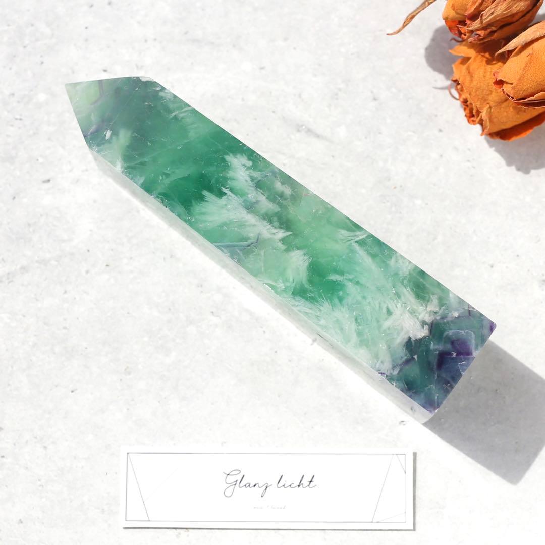 エンジェルフェザーフローライト ポイント タワー 天然石 蛍石 希少 鉱物