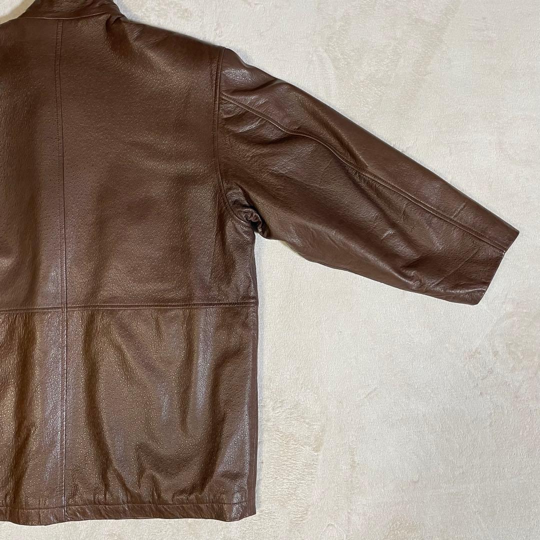ヴィンテージ　ランバン　レザージャケット　オーストリッチ型押し　50 XL 茶色