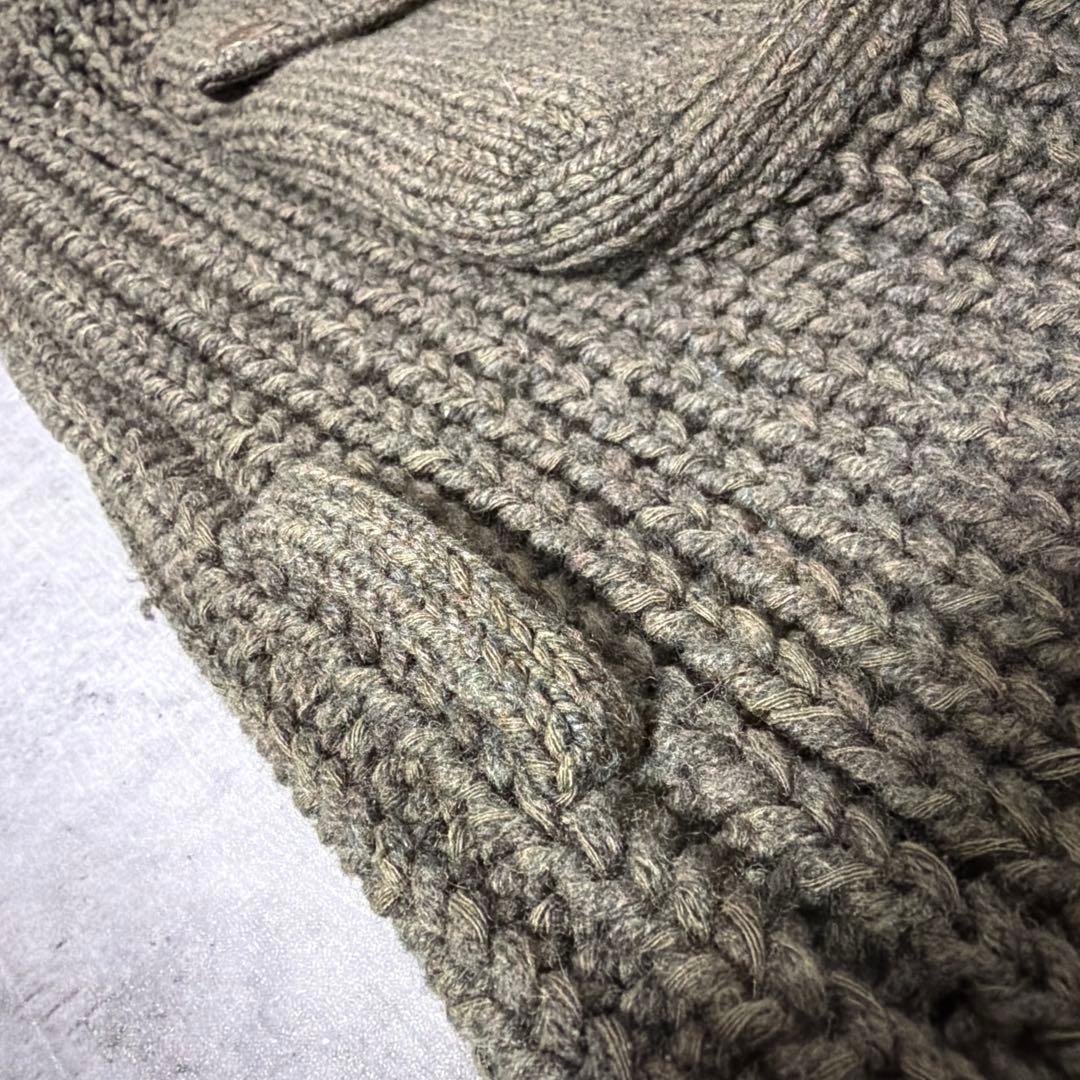 ラルフローレン ニットジャケット 厚手 ショールカラー ポケット付 デザイン M