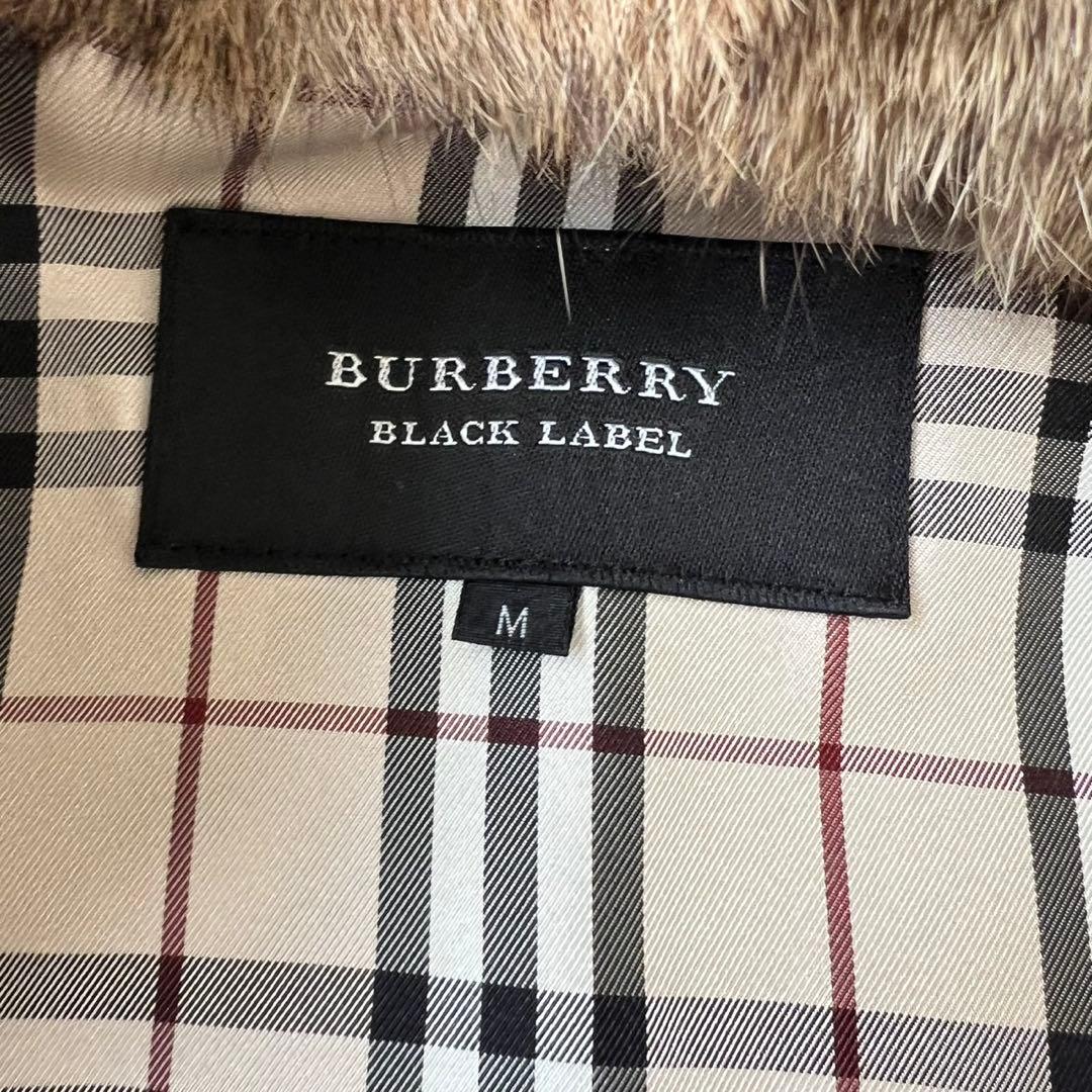 希少　バーバリーブラックレーベル　デニムジャケット　ノバチェック　ラビットファー