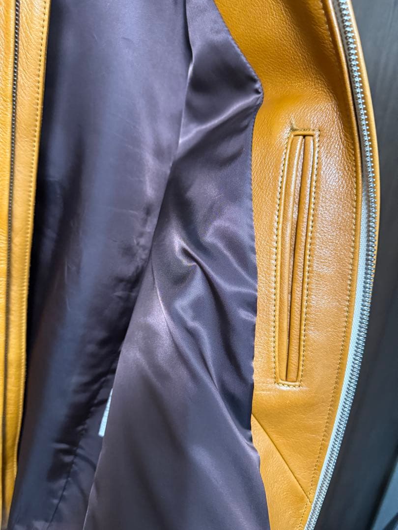 Y’2 LEATHER レザージャケット 38 ブラウン 牛革