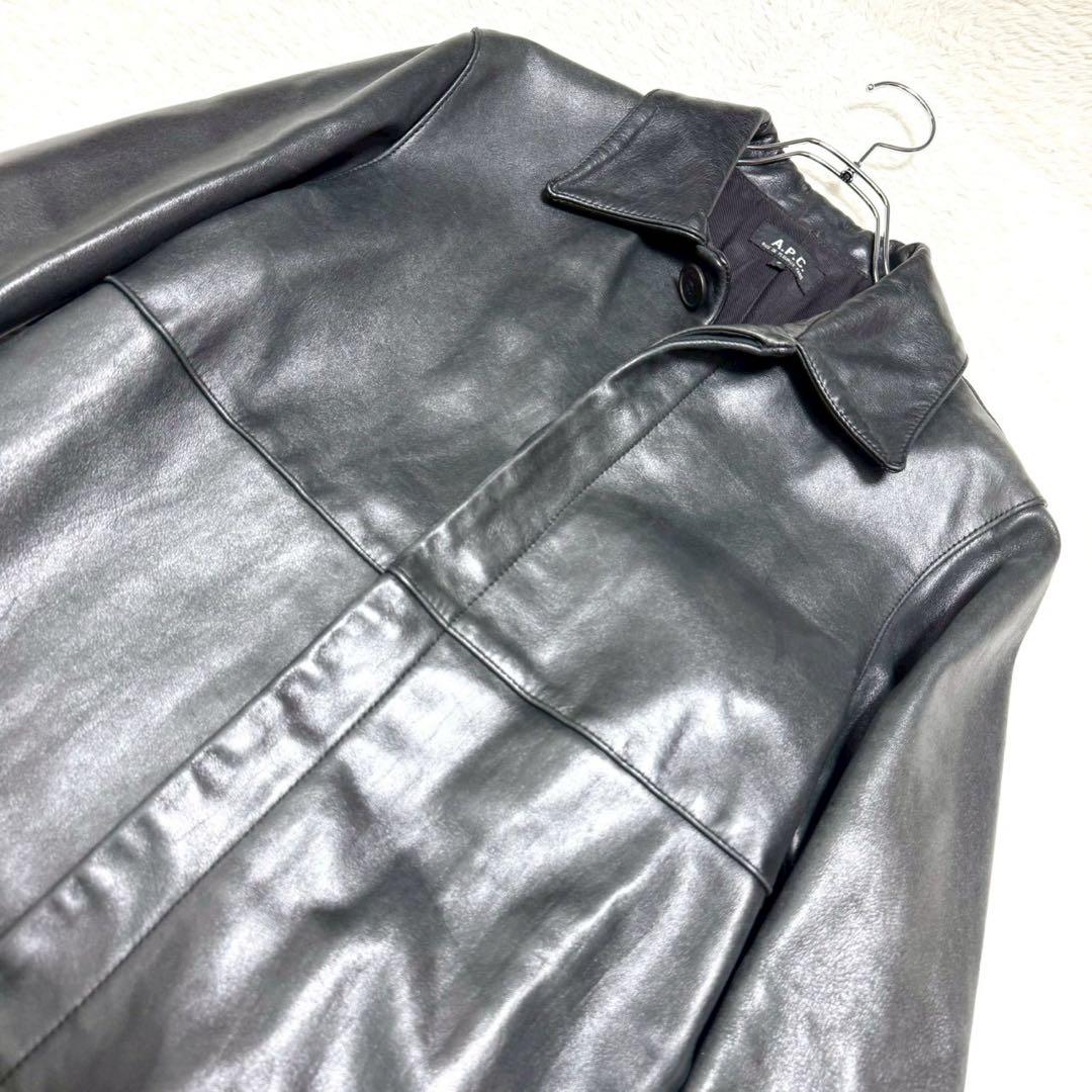 A.P.C 馬革 レザーコート 比翼 ロング フランス製 ヴィンテージ 黒 S