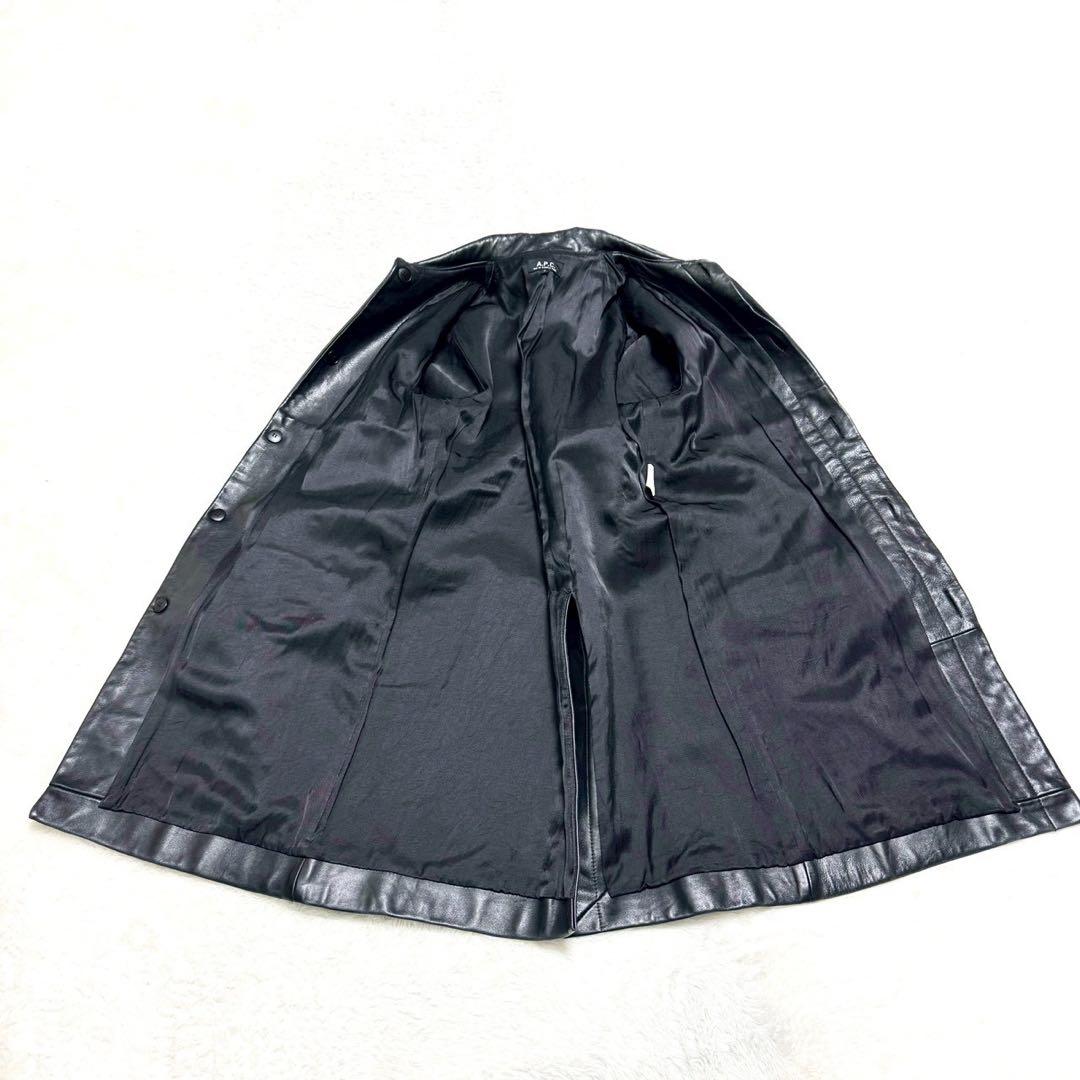 A.P.C 馬革 レザーコート 比翼 ロング フランス製 ヴィンテージ 黒 S