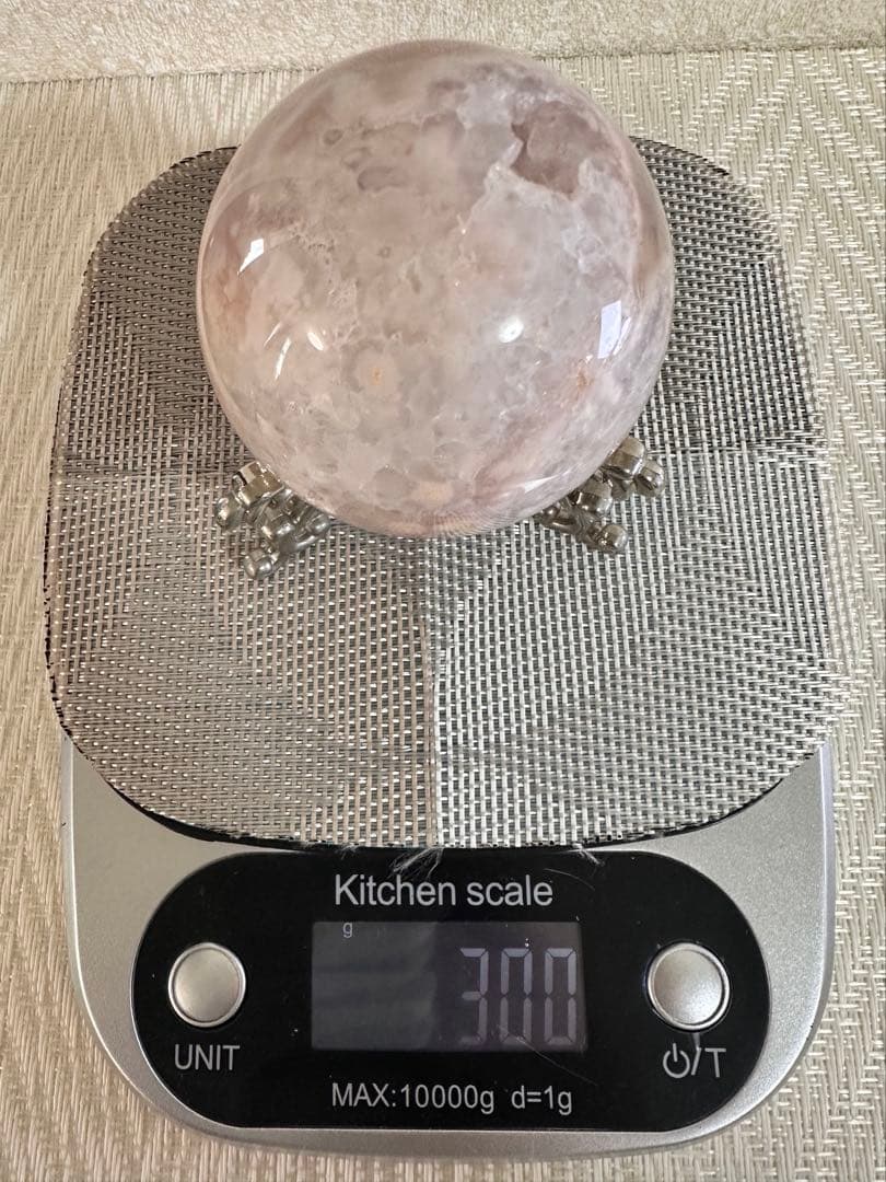 桜瑪瑙スフィア 約59mm フラワーアゲート ドゥルージー 天然石 丸玉 391