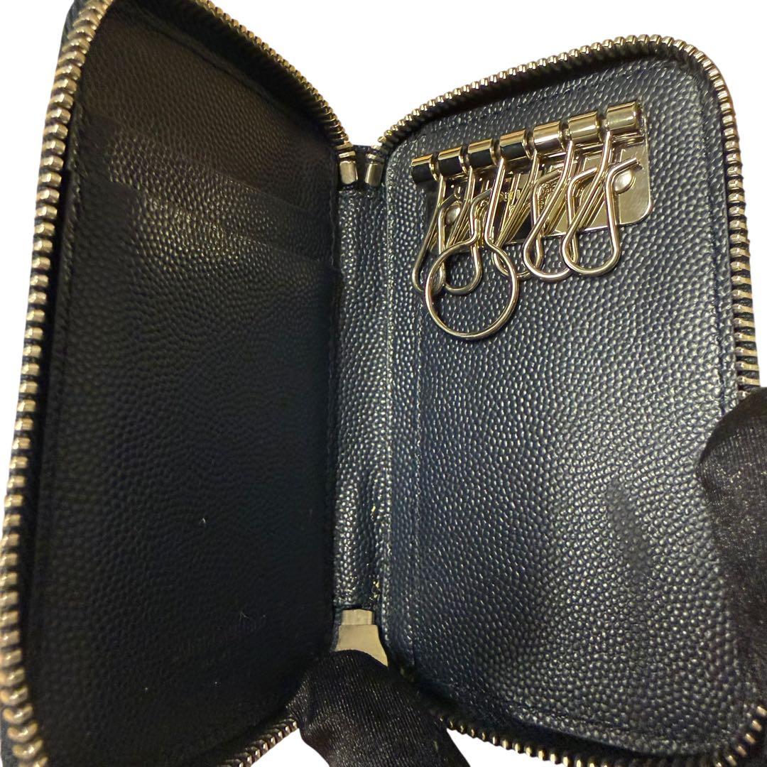 【美品】サン・ローラン　6連キーケース　ラウンドジッパー　ブラック　男女兼用