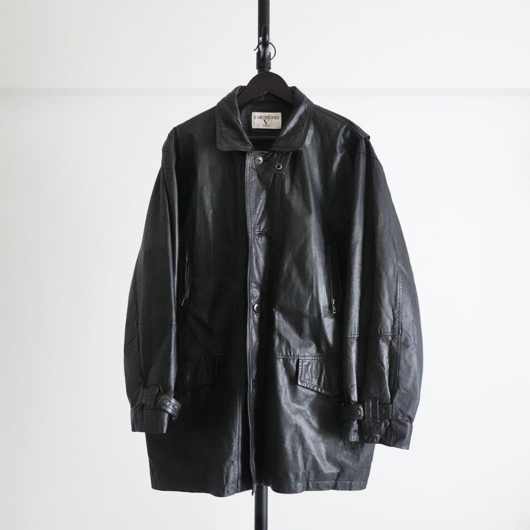 ジャケット・アウター 1980s VALENTINO Black Leather Car Coat