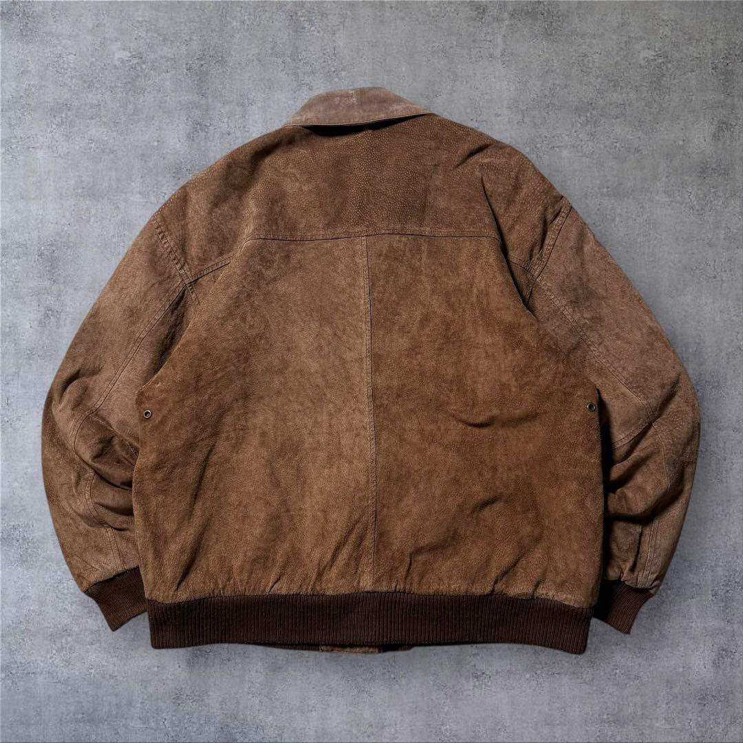 2347 古着90sセントジョンズベイスエードレザージャケット短丈ブラウン激渋
