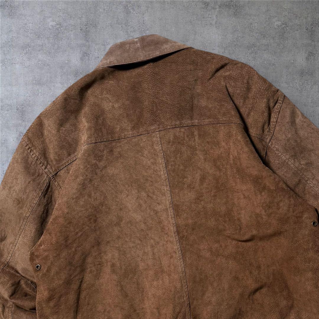 2347 古着90sセントジョンズベイスエードレザージャケット短丈ブラウン激渋