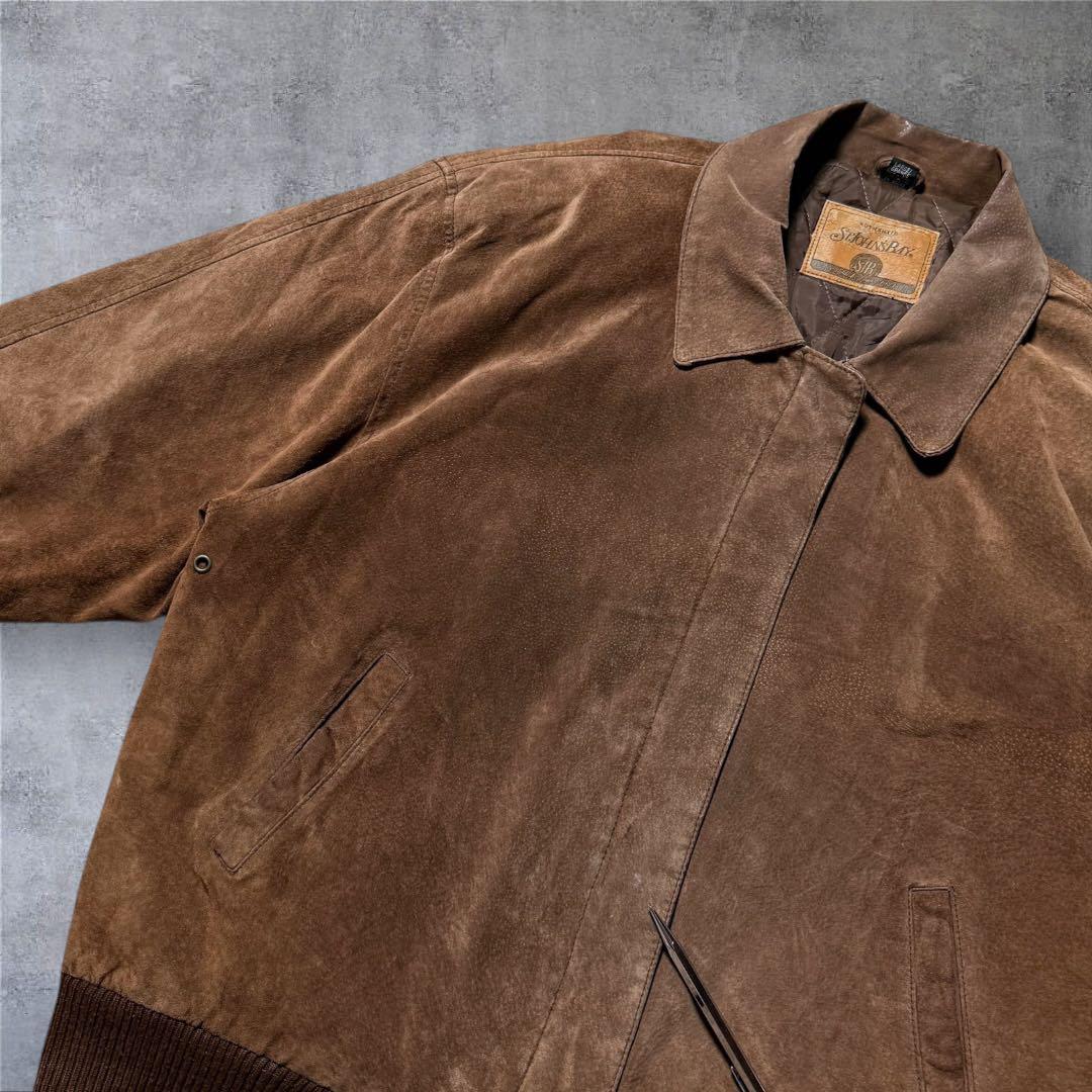 2347 古着90sセントジョンズベイスエードレザージャケット短丈ブラウン激渋