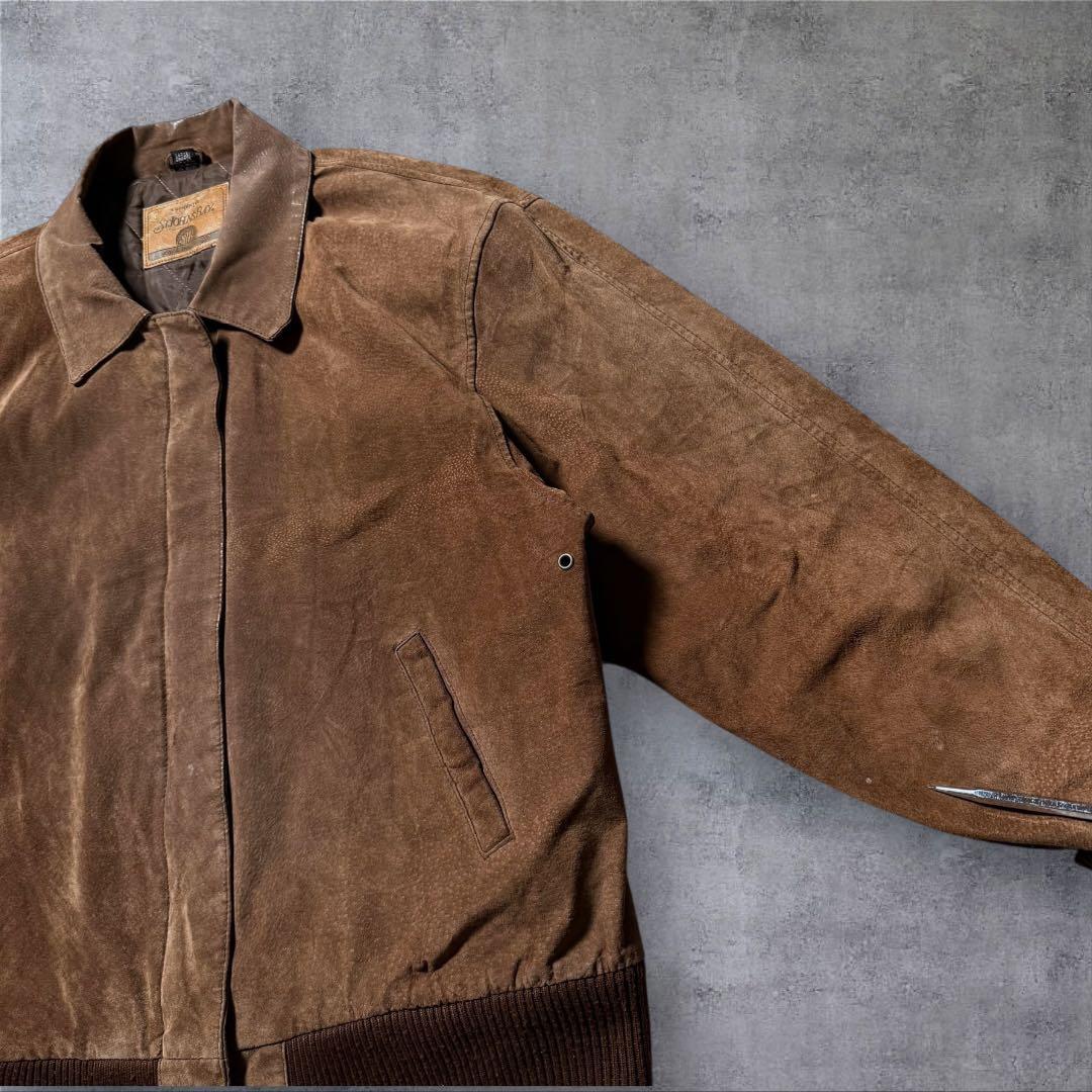 2347 古着90sセントジョンズベイスエードレザージャケット短丈ブラウン激渋