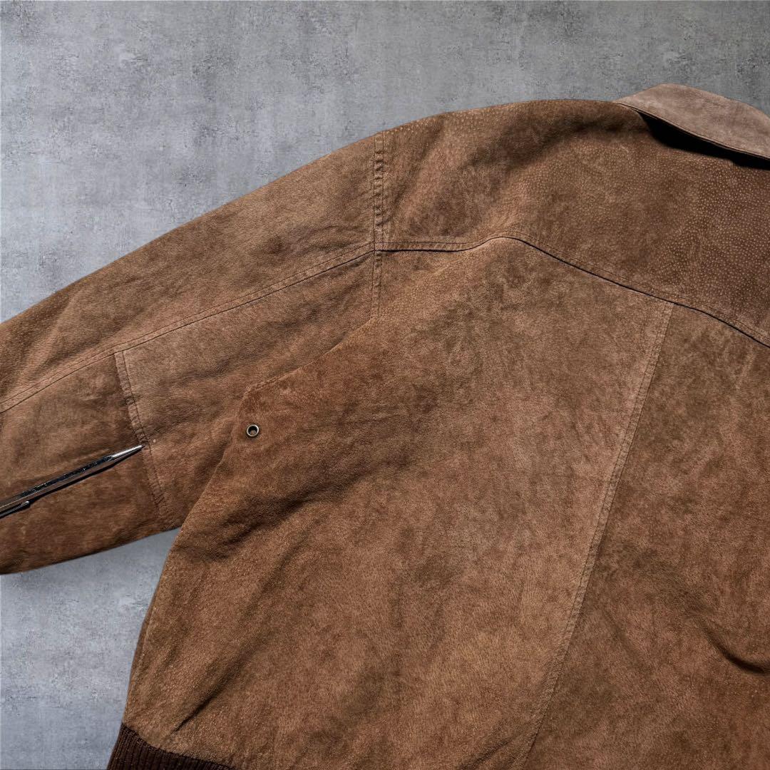 2347 古着90sセントジョンズベイスエードレザージャケット短丈ブラウン激渋